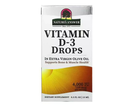Витамин Nature's Answer Витамин D3 в каплях, 4000 МЕ, Vitamin D-3 Drops, 15 мл (NTA-26132), изображение 2 Витамин Nature's Answer Витамин D3 в каплях, 4000 МЕ, Vitamin D-3 Drops, 15 мл (NTA-26132), изображение 2
