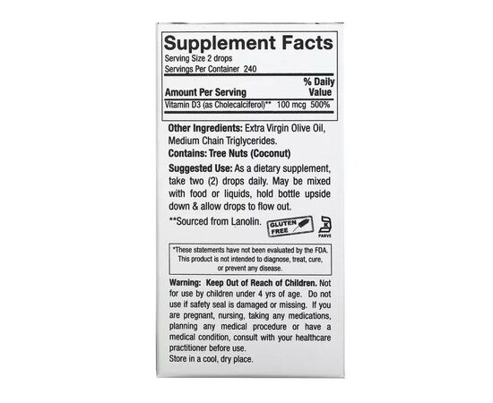Витамин Nature's Answer Витамин D3 в каплях, 4000 МЕ, Vitamin D-3 Drops, 15 мл (NTA-26132), изображение 3 Витамин Nature's Answer Витамин D3 в каплях, 4000 МЕ, Vitamin D-3 Drops, 15 мл (NTA-26132), изображение 3