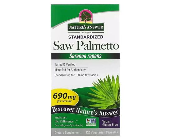 Трави Nature's Answer З Пальметто, 690 мг, Saw Palmetto, Standardized, 120 вегетаріанських до (NTA-16431), зображення 2 Трави Nature's Answer З Пальметто, 690 мг, Saw Palmetto, Standardized, 120 вегетаріанських до (NTA-16431), зображення 2