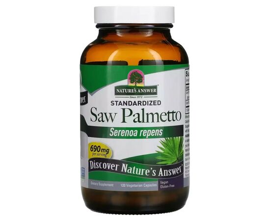 Травы Nature's Answer Со Пальметто, 690 мг, Saw Palmetto, Standardized, 120 вегетарианских к (NTA-16431)