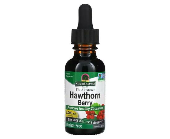 Трави Nature's Answer Екстракт Ягід глоду, 2000 мг, Hawthorn Berry, 30 мл (NTA-00636)