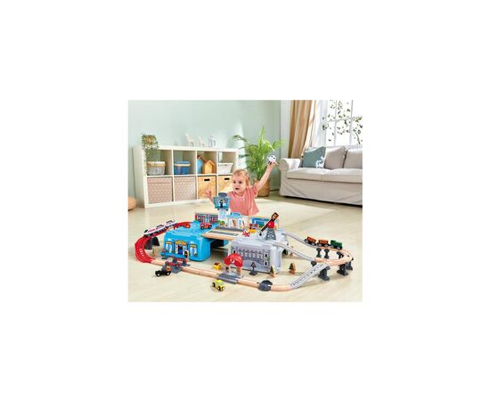 Железная дорога Hape в контейнере 80 элементов (E3773), изображение 3 Железная дорога Hape в контейнере 80 элементов (E3773), изображение 3