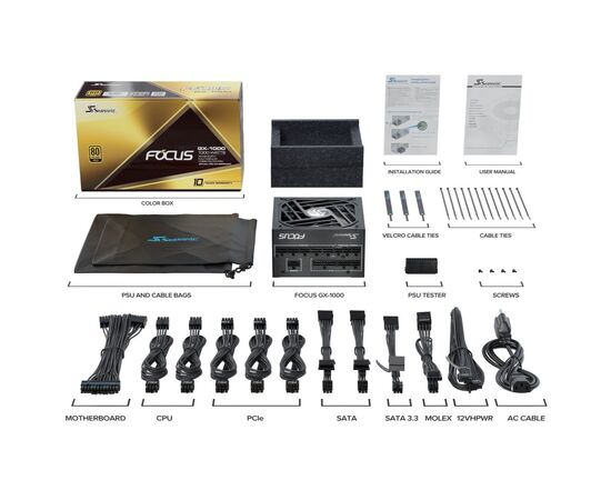 Блок питания Seasonic 1000W FOCUS GX-1000 (SSR-1000FX3), изображение 9 Блок питания Seasonic 1000W FOCUS GX-1000 (SSR-1000FX3), изображение 9
