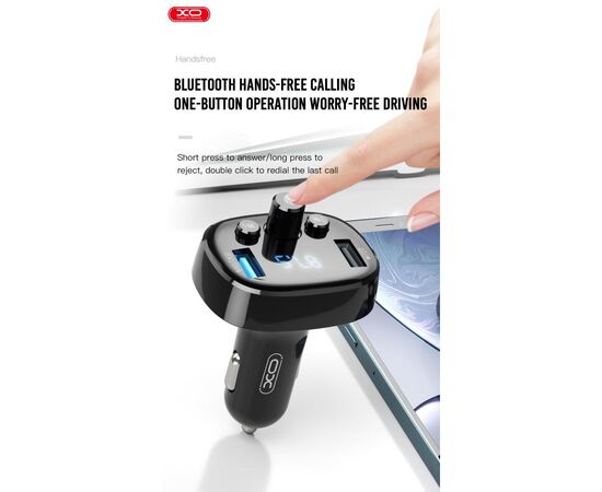 FM модулятор XO BCC-02 3.1A/2 USB Black (ВCC-02), изображение 2 FM модулятор XO BCC-02 3.1A/2 USB Black (ВCC-02), изображение 2