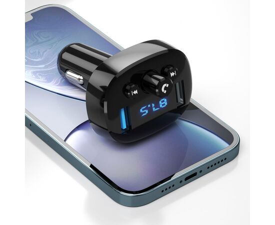 FM модулятор XO BCC-02 3.1A/2 USB Black (ВCC-02), изображение 4 FM модулятор XO BCC-02 3.1A/2 USB Black (ВCC-02), изображение 4