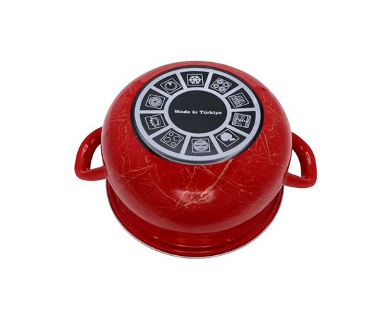 Кастрюля Interos емаль Червоний мармур 4,0л Червоний мармур (ІТ-702-20), изображение 3 Кастрюля Interos емаль Червоний мармур 4,0л Червоний мармур (ІТ-702-20), изображение 3