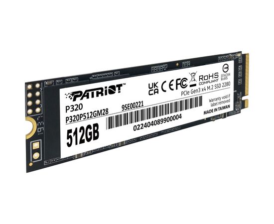 Накопитель SSD M.2 2280 512GB Patriot (P320P512GM28), изображение 2 Накопитель SSD M.2 2280 512GB Patriot (P320P512GM28), изображение 2