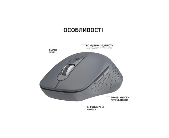 Мышка OfficePro M230G Silent Click Wireless/Bluetooth Gray (M230G), изображение 6 Мышка OfficePro M230G Silent Click Wireless/Bluetooth Gray (M230G), изображение 6