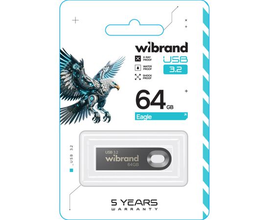 USB флеш накопитель Wibrand 64GB Eagle Grey USB 3.2 (WI3.2/EA64U10G), изображение 2 USB флеш накопитель Wibrand 64GB Eagle Grey USB 3.2 (WI3.2/EA64U10G), изображение 2