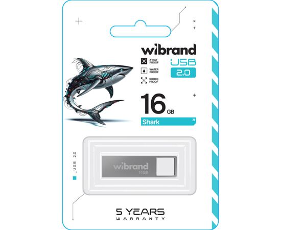 USB флеш накопитель Wibrand 16GB Shark Silver USB 2.0 (WI2.0/SH16U4S), изображение 2 USB флеш накопитель Wibrand 16GB Shark Silver USB 2.0 (WI2.0/SH16U4S), изображение 2