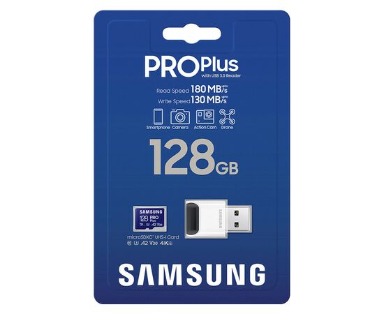 Карта памяти Samsung 128GB microSDXC calss 10 UHS-I V30 Pro Plus (MB-MD128SB/WW), изображение 3 Карта памяти Samsung 128GB microSDXC calss 10 UHS-I V30 Pro Plus (MB-MD128SB/WW), изображение 3