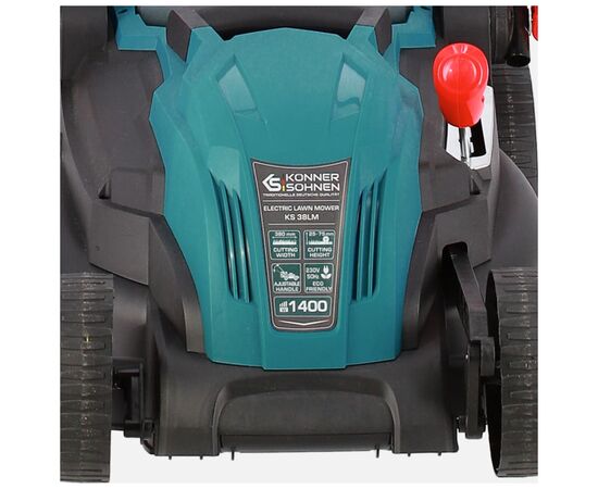 Газонокосарка Konner&Sohnen KS 38LM 1400Вт 38см 25-75мм 230 - 240В 40л 3250об/хв (KS38LM), зображення 7 Газонокосарка Konner&Sohnen KS 38LM 1400Вт 38см 25-75мм 230 - 240В 40л 3250об/хв (KS38LM), зображення 7