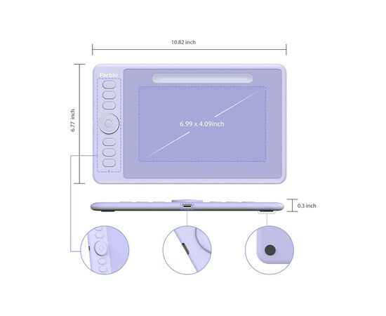 Графический планшет Parblo Intangbo S Violet (INTANGBOSP), изображение 4 Графический планшет Parblo Intangbo S Violet (INTANGBOSP), изображение 4
