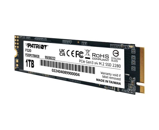 Накопитель SSD M.2 2280 1TB Patriot (P320P1TBM28), изображение 3 Накопитель SSD M.2 2280 1TB Patriot (P320P1TBM28), изображение 3