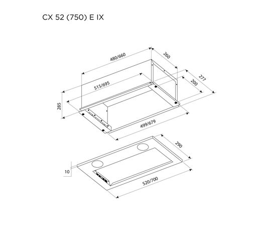 Вытяжка кухонная Pyramida CX 52 (750) E IX, изображение 6 Вытяжка кухонная Pyramida CX 52 (750) E IX, изображение 6