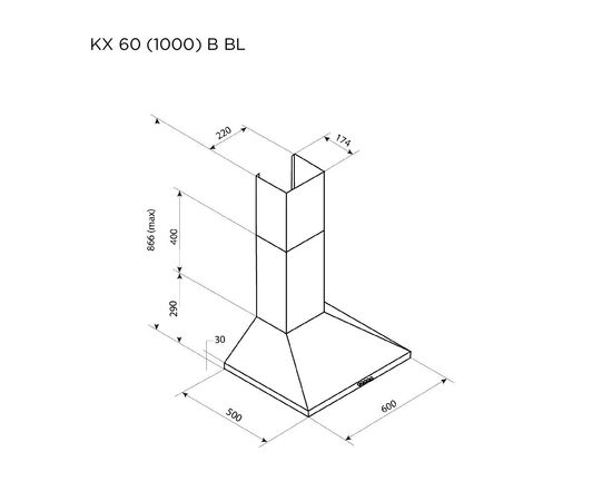 Вытяжка кухонная Pyramida KX 60 (1000) B BL, изображение 7 Вытяжка кухонная Pyramida KX 60 (1000) B BL, изображение 7