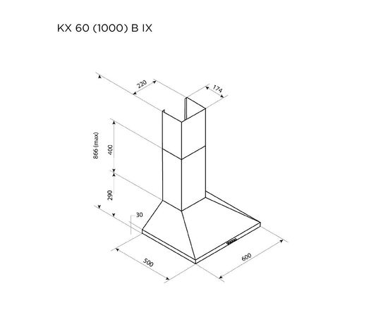 Вытяжка кухонная Pyramida KX 60 (1000) B IX, изображение 7 Вытяжка кухонная Pyramida KX 60 (1000) B IX, изображение 7