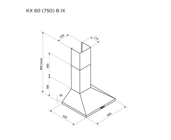 Вытяжка кухонная Pyramida KX 60 (750) B IX, изображение 12 Вытяжка кухонная Pyramida KX 60 (750) B IX, изображение 12