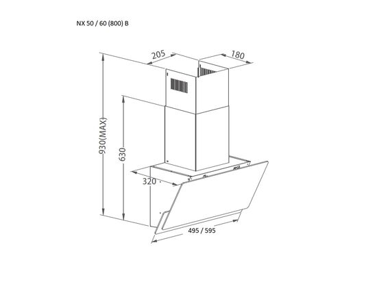 Вытяжка кухонная Pyramida NX 60 (800) B GBL, изображение 8 Вытяжка кухонная Pyramida NX 60 (800) B GBL, изображение 8