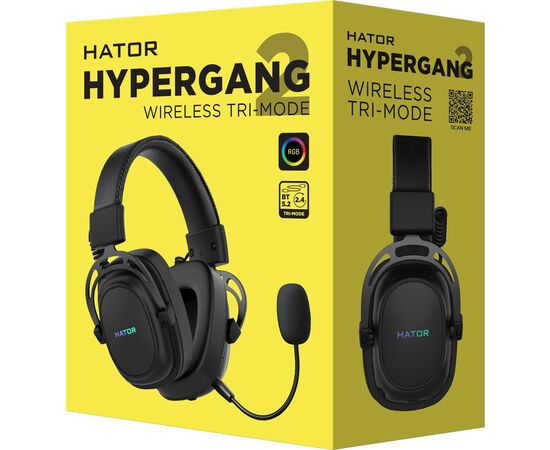 Наушники Hator Hypergang 2 Wireless Tri-Mode Black (HTA-950), изображение 5 Наушники Hator Hypergang 2 Wireless Tri-Mode Black (HTA-950), изображение 5