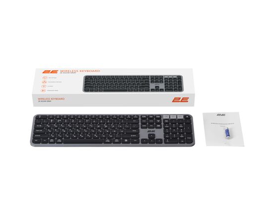 Клавиатура 2E KS240 Wireless USB/Bluetooth UA Grey (2E-KS240WG_UA), изображение 10 Клавиатура 2E KS240 Wireless USB/Bluetooth UA Grey (2E-KS240WG_UA), изображение 10
