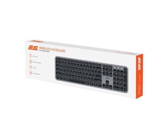 Клавиатура 2E KS240 Wireless USB/Bluetooth UA Grey (2E-KS240WG_UA), изображение 11 Клавиатура 2E KS240 Wireless USB/Bluetooth UA Grey (2E-KS240WG_UA), изображение 11