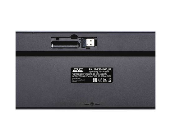 Клавиатура 2E KS240 Wireless USB/Bluetooth UA Grey (2E-KS240WG_UA), изображение 3 Клавиатура 2E KS240 Wireless USB/Bluetooth UA Grey (2E-KS240WG_UA), изображение 3