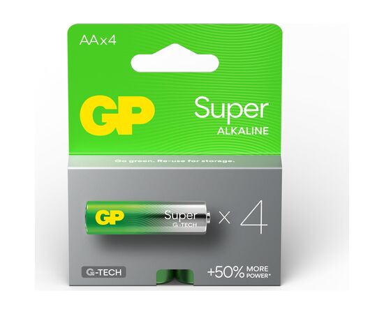 Батарейка Gp AA LR6 Super Alcaline * 4 (15A21-SB4 / 4891199216763), изображение 2 Батарейка Gp AA LR6 Super Alcaline * 4 (15A21-SB4 / 4891199216763), изображение 2