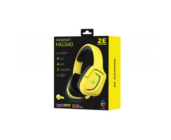 Наушники 2E HG340 RGB USB 7.1 Yellow (2E-HG340YW-7.1), изображение 2 Наушники 2E HG340 RGB USB 7.1 Yellow (2E-HG340YW-7.1), изображение 2