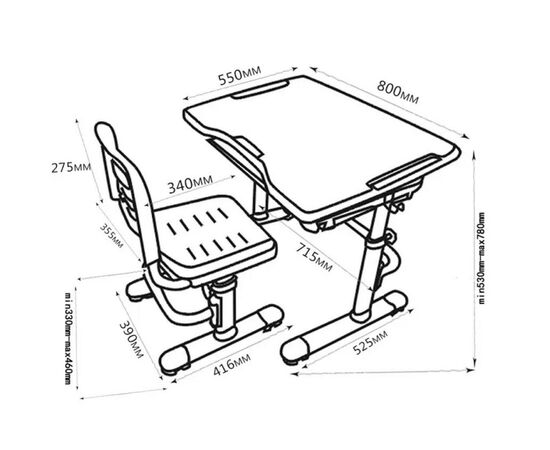 Парта зі стільцем FunDesk Vivo Pink (221895), зображення 4 Парта зі стільцем FunDesk Vivo Pink (221895), зображення 4