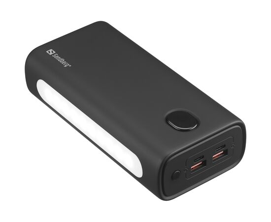 Батарея универсальная Sandberg 30000mAh, PD/20W, QC/3.0, USB-C*2, USB-A*2, LED flashlight 2W (420-68), изображение 2 Батарея универсальная Sandberg 30000mAh, PD/20W, QC/3.0, USB-C*2, USB-A*2, LED flashlight 2W (420-68), изображение 2