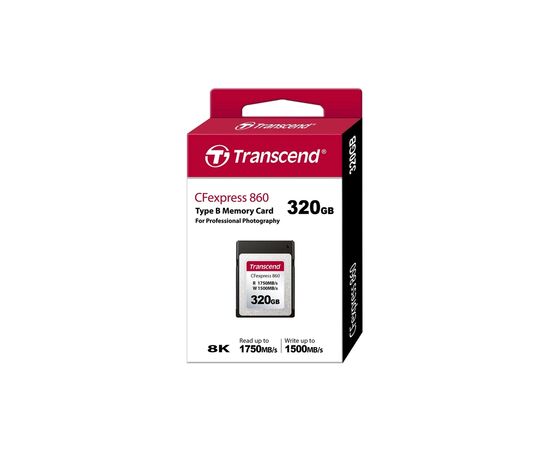 Карта памяти Transcend 320GB CFExpress Gen3x2 (TS320GCFE860), изображение 2 Карта памяти Transcend 320GB CFExpress Gen3x2 (TS320GCFE860), изображение 2