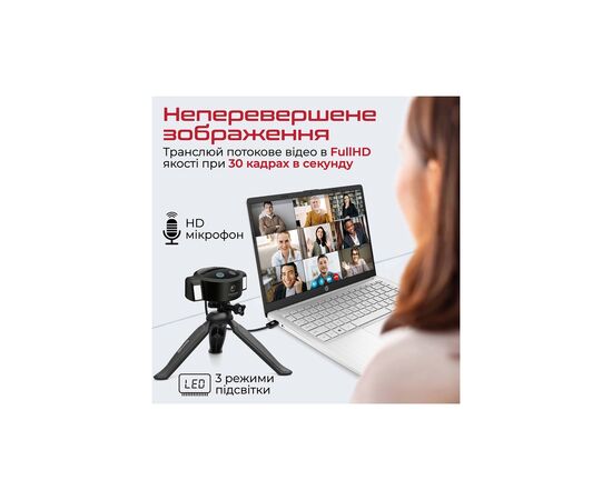 Веб-камера Promate Vision-HD з функцією гучного зв'язку Black (vision-hd.black), изображение 4 Веб-камера Promate Vision-HD з функцією гучного зв'язку Black (vision-hd.black), изображение 4
