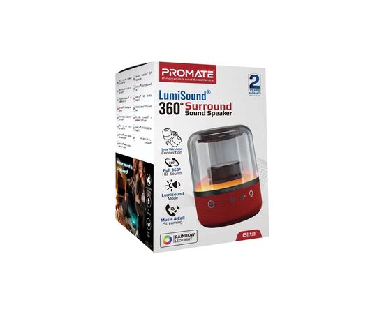 Акустическая система Promate Glitz Red (glitz.red), изображение 2 Акустическая система Promate Glitz Red (glitz.red), изображение 2
