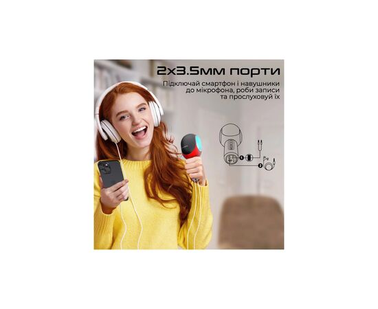 Микрофон Promate VocalMic Bluetooth 2 x AUX LED Red (vocalmic.red), изображение 8 Микрофон Promate VocalMic Bluetooth 2 x AUX LED Red (vocalmic.red), изображение 8