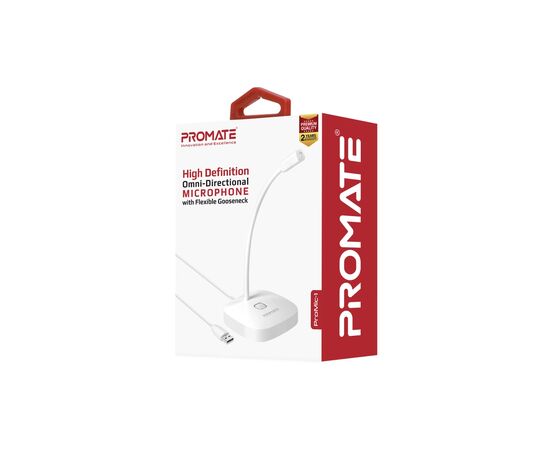 Микрофон Promate ProMic-1 USB White (promic-1.white), изображение 2 Микрофон Promate ProMic-1 USB White (promic-1.white), изображение 2
