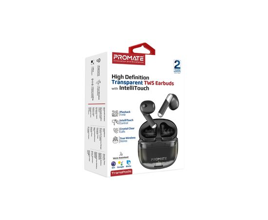 Наушники Promate TransPods Black (transpods.black), изображение 2 Наушники Promate TransPods Black (transpods.black), изображение 2