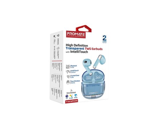 Наушники Promate TransPods Blue (transpods.blue), изображение 2 Наушники Promate TransPods Blue (transpods.blue), изображение 2