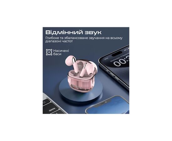 Наушники Promate TransPods Pink (transpods.pink), изображение 4 Наушники Promate TransPods Pink (transpods.pink), изображение 4