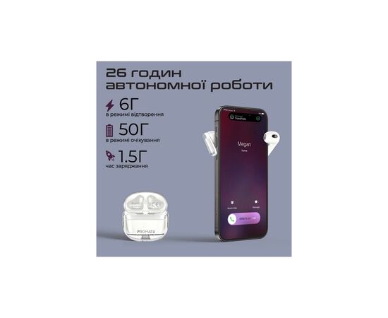 Наушники Promate TransPods White (transpods.white), изображение 6 Наушники Promate TransPods White (transpods.white), изображение 6