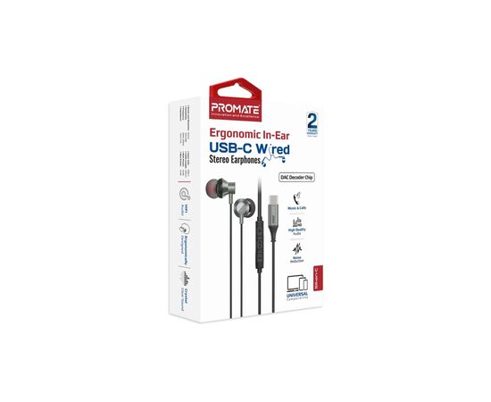 Наушники Promate Silken-C Grey (silken-c.grey), изображение 2 Наушники Promate Silken-C Grey (silken-c.grey), изображение 2