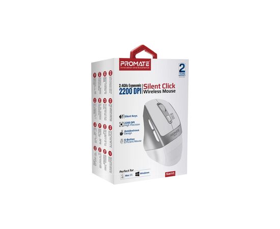 Мышка Promate Samit Wireless White (samit.white), изображение 2 Мышка Promate Samit Wireless White (samit.white), изображение 2