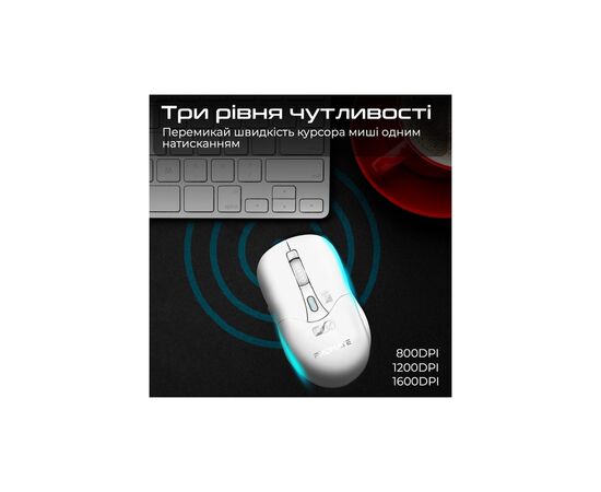 Мышка Promate Samo Wireless/Bluetooth White (samo.white), изображение 4 Мышка Promate Samo Wireless/Bluetooth White (samo.white), изображение 4