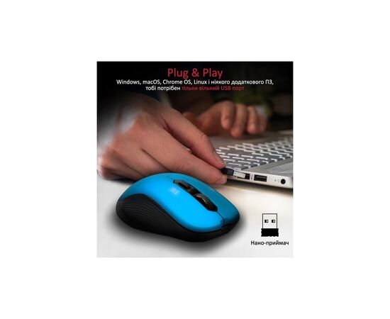Мышка Promate Slider Wireless Blue (slider.blue), изображение 6 Мышка Promate Slider Wireless Blue (slider.blue), изображение 6