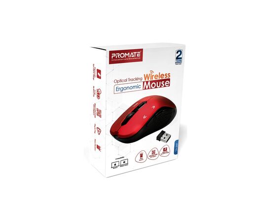 Мышка Promate Slider Wireless Red (slider.red), изображение 2 Мышка Promate Slider Wireless Red (slider.red), изображение 2