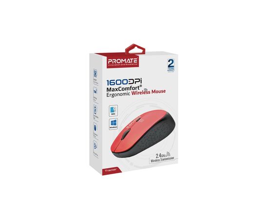 Мышка Promate Tracker Wireless Red (tracker.red), изображение 2 Мышка Promate Tracker Wireless Red (tracker.red), изображение 2