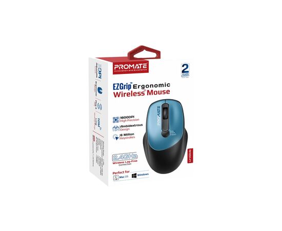 Мышка Promate UniGlide Wireless Blue (uniglide.blue), изображение 2 Мышка Promate UniGlide Wireless Blue (uniglide.blue), изображение 2
