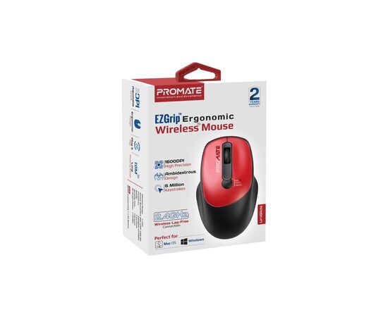 Мышка Promate UniGlide Wireless Red (uniglide.red), изображение 2 Мышка Promate UniGlide Wireless Red (uniglide.red), изображение 2