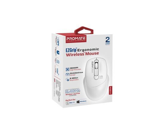 Мышка Promate UniGlide Wireless White (uniglide.white), изображение 2 Мышка Promate UniGlide Wireless White (uniglide.white), изображение 2