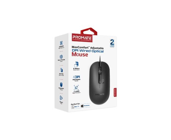 Мышка Promate CM-2400 USB Black (cm-2400.black), изображение 2 Мышка Promate CM-2400 USB Black (cm-2400.black), изображение 2